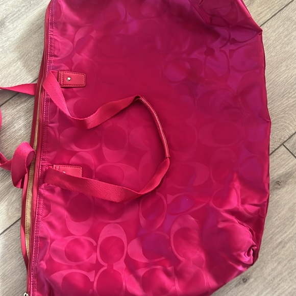 Coach weekender getaway hot Pink Signature nylon Tote Bag with Dual Straps - Picture 9 of 9